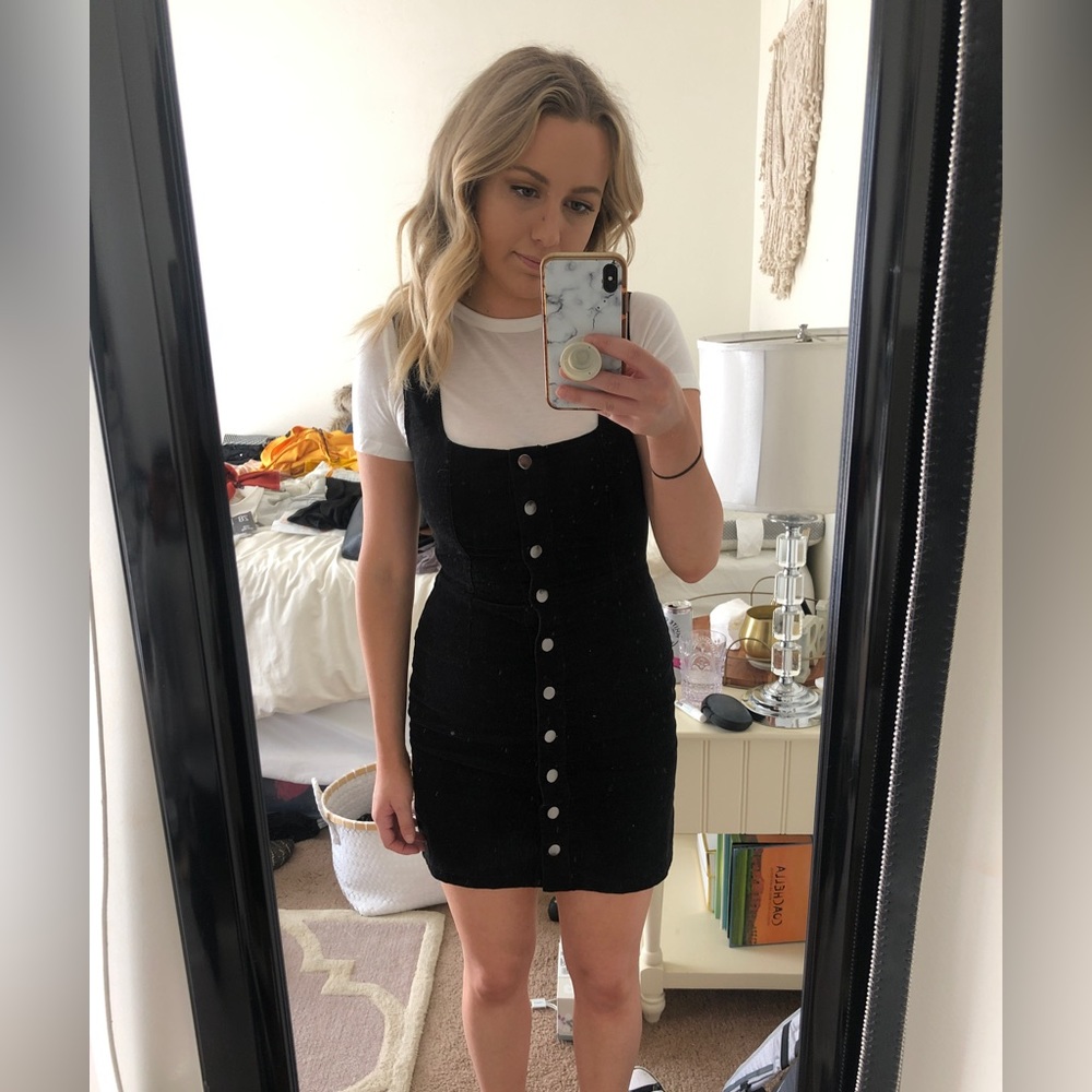 Corduroy black button down retro dress